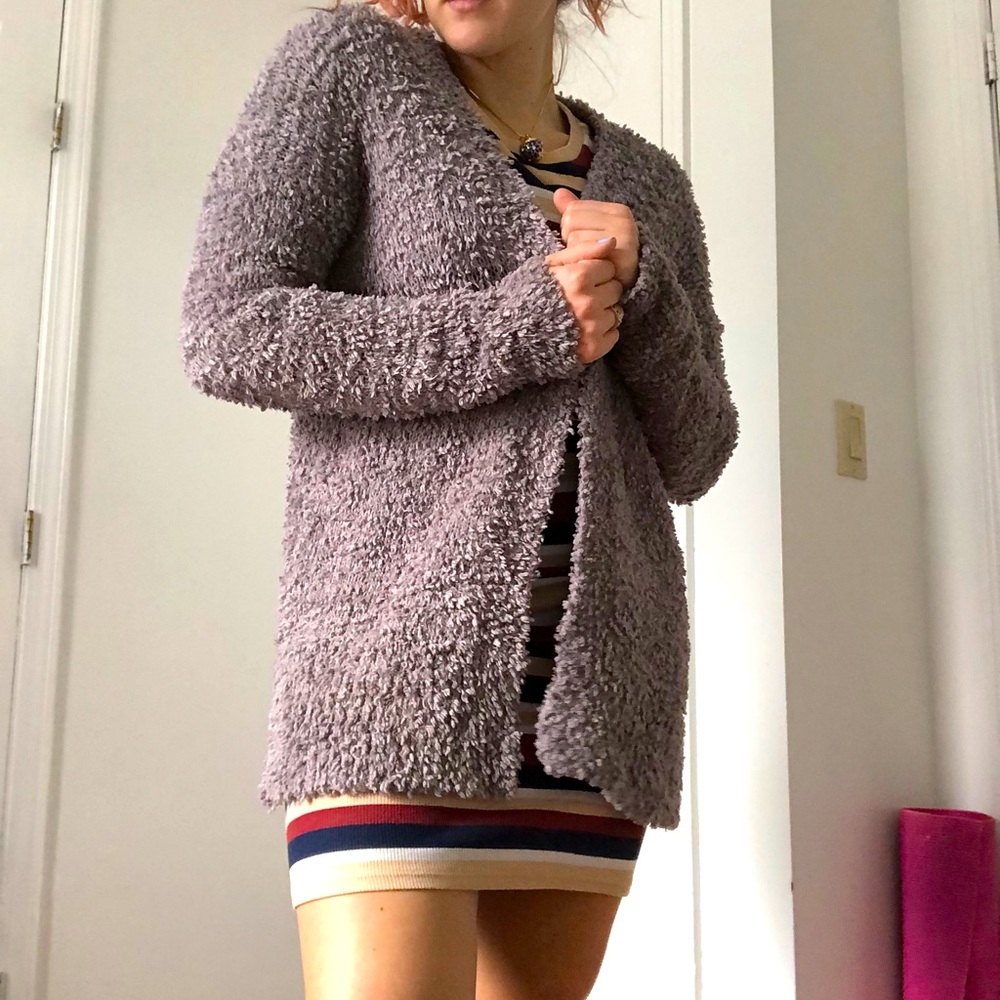 Fuzzy grey cardigan size medium